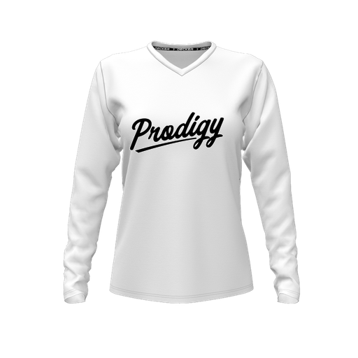 [CUS-DFW-TEES-PER-VNK-LSL-WHT-FYXS-LOGO2] Performance T-Shirt (Female Youth XS, White, V Neck, Logo 2, Long Sleeve)
