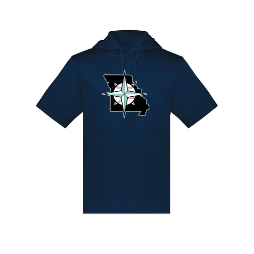 [6871.065.S-LOGO3] Men's Dri Fit Short Sleeve Hoodie (Adult S, Navy, Logo 3)