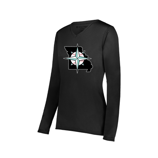 [222824.080.S-LOGO3] Ladies LS Smooth Sport Shirt (Female Adult S, Black, Logo 3)
